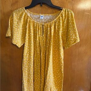 Old Navy Yellow Maternity Top with White Dots